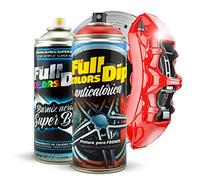 Kit de peinture pour étriers de frein super brillants en spray 400 ml (1 spray peinture + 1 spray vernis brillant) - Application facile - Finition professionnelle (11 couleurs au choix) (rouge)