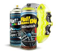 Kit de peinture pour étriers de frein super brillants en spray 400 ml (1 spray peinture + 1 spray vernis brillant) - Application facile - Finition professionnelle (11 couleurs au choix) (jaune)
