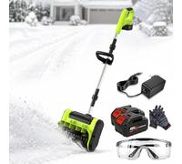 Kit De Pelle À Neige Électrique sans Fil, Neige Jusqu'à 159 Kg/Min | Déneige En Un Seul Passage 16 Cm De Profondeur Et 25 Cm De Largeur, Avec Une Portée De Projection De 8 M(2Batteries)