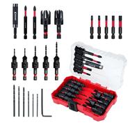 Kit de perçage galvanisé, comprenant 22 pièces, dont 2 fraises à bois, un prolongateur magnétique, un mandrin hexagonal de 1/10,2 cm, idéal pour le travail du bois, livré avec une boîte