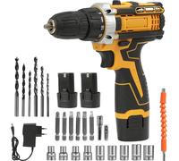 Kit de perceuse-visseuse lithium : perceuse sans fil, visseuse sans fil, avec 2 batteries, outil portable, alimenté par batterie, kit d'outils multifonctionnel avec embouts, livré avec une mallette de