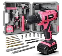 Kit de perceuse-visseuse sans fil 12V pour perçage, vissage et travaux divers, couleur rose