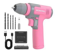 Kit de Perceuses Visseuse Sans Fil 8V Rose WORKPRO, Visseuse Devisseuse Sans Fil 2000mAh, Couple 12Nm, Mandrin de Percage 10mm, LED Lumiere, Kit d'Accessoires Complet, pour Reparation Maison DIY