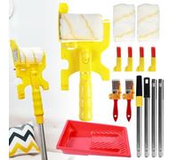 Kit de pinceaux pour bordure de peinture, rouleau de peinture murale pour coupe propre avec tige d'extension et plateau, ensemble combiné de coupe-bordures à main, fournitures de peinture portables,
