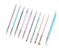 Kit de pinceaux pour nail art | 9 pinceaux acryliques à double pointe pour ongles - Outils de dessin pour perceuse à ongles, manucure avec pinceau