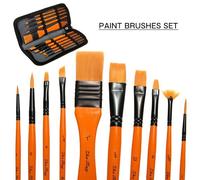 Kit De Pinceaux Pour Peinture Acrylique, 10 Pièces, En Nylon Synthétique, Pour Artiste, Stylo De Couleur, Aquarelle De Voyage, Toile D'Artiste, Pointes En Nylon Synthétiques