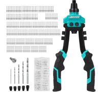 Kit de pinces à riveter à deux mains, comprenant 250 rivets en aluminium et 5 forets