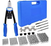 Kit de pinces à rivets aveugles - Pince à rivets manuelle - Embouts pour M5, M6, M8, M10 et M12 - 150 rivets aveugles - Coffret d'outils - Articles pour bricoleurs