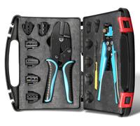 Kit de pinces à sertir - Pince à cosses - Dénudeur automatique - 6 mâchoires interchangeables - Section de câble de 0,25 à 10 mm² (24–8 AWG) - Manche droit