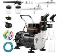 Kit de pistolet à peinture électrique - Compresseur électrique inclus - 3 kits de pulvérisation interchangeables - 120 W