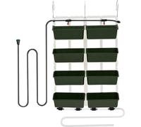 Kit de plantation vertical monté au mur - Paniers suspendus - Multi-niveaux - Balcon - Peu encombrant - Intérieur/Extérieur - Vert