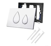 Kit de plaque de chasse d'eau de toilette à double bouton de rechange pour série Geberit - Panneau mural moderne en plastique avec tiges poussoirs pour réservoirs - 25 x 17 cm noir (blanc)