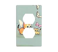 Kit de plaque murale double face motif chaton papillon, couvercle de prise électrique, taille standard : 11,4 x 7,9 cm