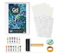 Kit de plaques de gel de 5 x 17,8 cm, comprenant de la peinture aquarelle, des pochoirs et du papier