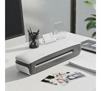 Kit de plastifieuse de bureau pour papier A4/A5/A6 ou format plus petit, plastification à chaud et à froid, ABS, bouton anti-blocage WHITE