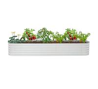 Kit de plate-bande surélevée pour jardin - 285 x 60 x 43 cm - Jardinière surélevée pour légumes et fleurs - Grand kit de plate-bande surélevée en métal - Hauteur 43 cm - Blanc + gris clair