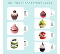 Kit de poche à décor Ibzoa® comprenant 7 buses en acier inoxydable, 2 sacs en coton lavables (30 cm, 35,5 cm), un adaptateur et une brosse de nettoyage – idéal pour les gâteaux et les cupcakes