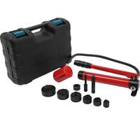 Kit de poinçonnage hydraulique - Pompe manuelle - Force de compression de 80 kN - Course de 25 mm - 6 matrices - Rouge