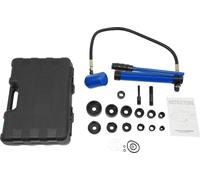 Kit de poinçonnage hydraulique - Pompe manuelle - Force de pression 80 kN - 6 matrices 12,7–50,8 mm - Course 25 mm - Ouverture 22,5–61,5 mm - Tôle jusqu'à 3,2 mm - Bleu