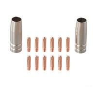 Kit de pointes de soudage et de buses à gaz pour torche Mb15 Mig avec points de contact en cuivre de 0,8 mm et accessoires en laiton pour projets de travail du métal, finition argent et cuivre