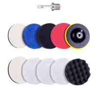 Kit de polissage complet comprenant 11 pièces, avec des disques de 125 mm et un adaptateur de perceuse, idéal pour le polissage automobile et moto