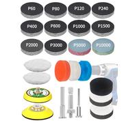Kit de Polissage Phare Voiture 193 Pièces, 50mm Disques Abrasifs Pad Polissage Kit, Papier Ponçage Carrosserie Grain 60-1000 pour Bois, Métal, Miroir et Réparation de Jantes Alliage