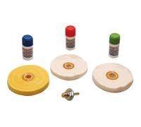 Kit de polissage pour métal doux - BGS - 7 pièces - Disques et pâtes de polissage - Compatible perceuse