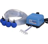 Kit de pompe à air - Pompe à air pour étang - Aération de l'eau - Double chambre d'air - 4 litres par minute - Gris
