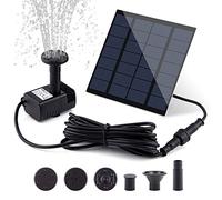 Kit de pompe à fontaine à panneau solaire séparé, 1,8 W avec 4 buses et câble de 3 m, flottant pour bain d'oiseaux, étang, patio, jardin