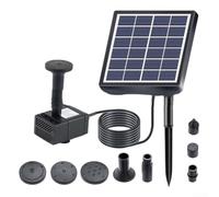 Kit de pompe à fontaine solaire avec 5 buses au choix pour différents effets de fontaine. Fontaine solaire adaptée pour l'extérieur, jardin, étang, bain d'oiseaux