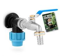 Kit de pompe de jardin : pompe 2500, bras d'injection 1-2 BSP EN 13828-A-CU avec bras de vidange 3-4 BSP - raccord mural MDPE PE PN16 femelle 20 mm - poignée bleue
