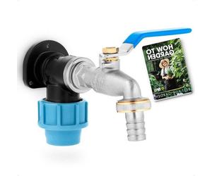 Kit de pompe de jardin : pompe 2500, bras d'injection 1-2 BSP EN 13828-A-CU avec bras de vidange 3-4 BSP - raccord mural MDPE PE PN16 femelle 20 mm - poignée bleue