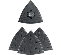 Kit de ponçage - grand disque abrasif Delta perforé - 2 feuilles abrasives perforées - grain 60, 80, 180 - fixation Starlock Plus - longueur du bord 130 mm