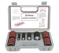 Kit de ponçage pour tambour, 20 pièces, comprenant 4 tambours en caoutchouc, 16 manchons de ponçage et une mallette de rangement