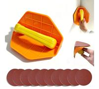 Kit de Ponceuse Angle de 22,9 cm pour Cloison Sèche | 1 ponceuse manuelle semi-circulaire et 10 cale a poncer ronds de 180 mm pour un ponçage fin précis de la spatule murale