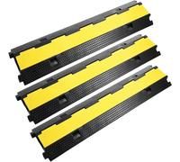 Kit de pont de câble - Protège-câbles - Résistant au passage de véhicules - Deux canaux - 100 x 25 cm - Jaune