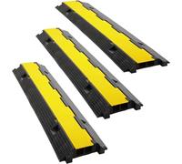 Kit de ponts en câble - Tuyaux en caoutchouc - Passage pour véhicules - Conception modulaire - 3 pièces de 101 cm - Noir et jaune