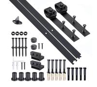HOMCOM Kit de Porte Coulissante, Système Galandage pour Porte d'une Épaisseur de 35-45 mm et Largeur Max. 1 m, Charge 100 kg, Acier Noir