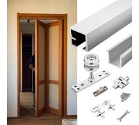 Kit de porte coulissante robuste à deux volets - Rouleaux réglables, matériel de rail de 233,7 cm pour un fonctionnement fluide et silencieux - Idéal pour la rénovation de la maison et les solutions