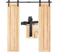 kit de porte coulissante style grange, Kit de rails for porte grange coulissante robuste, poulie en J for double, installation facile et silencieuse, capacité 250 lb, allée garage