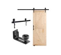 VEVOR Kit de porte de grange et de quincaillerie, 762 x 2133,6 mm, porte de grange coulissante en bois, silencieuse, avec guide au sol 8 en 1 et poignée de porte, dalle lambrissée en bois d'épicéa