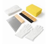Kit de pose Carrelage Peigne MAT INTER U9 Raclette 20cm Eponge hydro Gants Voile sachet refermable