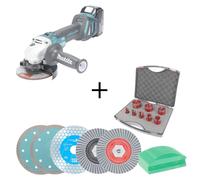Kit de pose de carrelage sans fil Makita 18V, 125 mm + Kit de forets diamant +