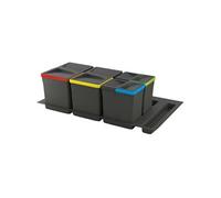 Emuca Kit de poubelles pour tiroir 2 x 12 L avec base Recycle Noir Taille unique