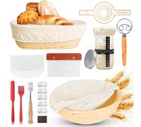 Kit de préparation de pain, 10 pièces, comprenant un panier à pain, des accessoires de cuisson, de forme ronde ou ovale, et 12 pièces supplémentaires
