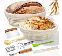 Kit de préparation du pain comprenant des paniers de fermentation de 23/25 cm, accessoires pour débutants