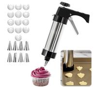 Kit de presse à biscuits en acier inoxydable comprenant 13 disques à biscuits et 8 douilles de glaçage, parfait pour les emporte-pièces de Noël, les biscuits et le glaçage de gâteaux