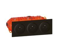 Kit de prises - Legrand - Dooxie - 3 prises 2P+T - 16A - Finition noire