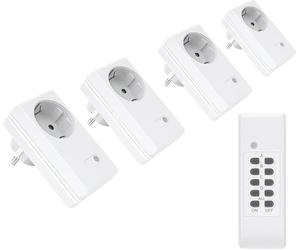 Kit de prises sans fil connecto® : 4 prises sans fil et 1 télécommande, 1 100 watts, blanc
