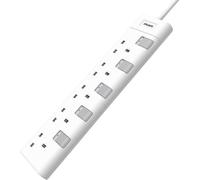 Kit de prises universelles allemandes - 5 prises - Blanc - 2 mètres - interrupteurs individuels